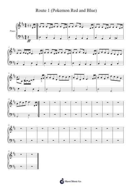 Route 1 (Pokemon Red and Blue) Sheet Music by undefined-Arr.Gorliz