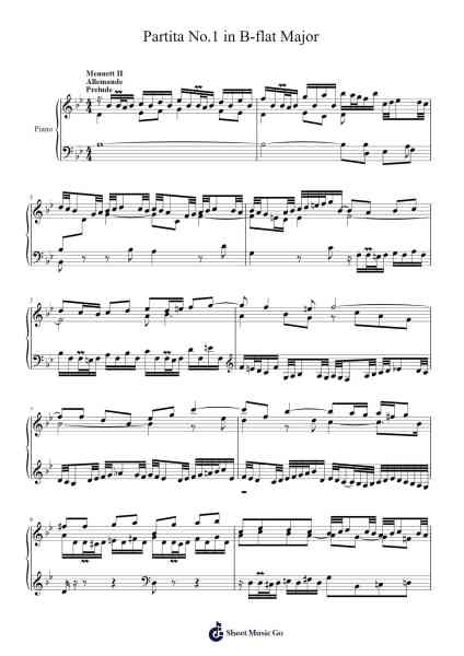 Partita No. 1 in B-flat Major, BWV 825 Sheet Music by Johann Sebastian Bach-Arr.Joeswift Mcyves