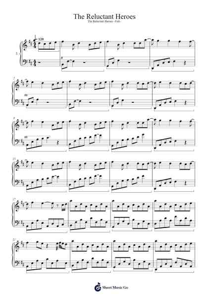 The Reluctant Heroes Sheet Music by Hiroyuki Sawano-Arr.Watblack Jackcoln