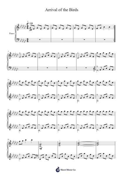 Arrival of the Birds Sheet Music by The Cinematic Orchestra-Arr.Bobright