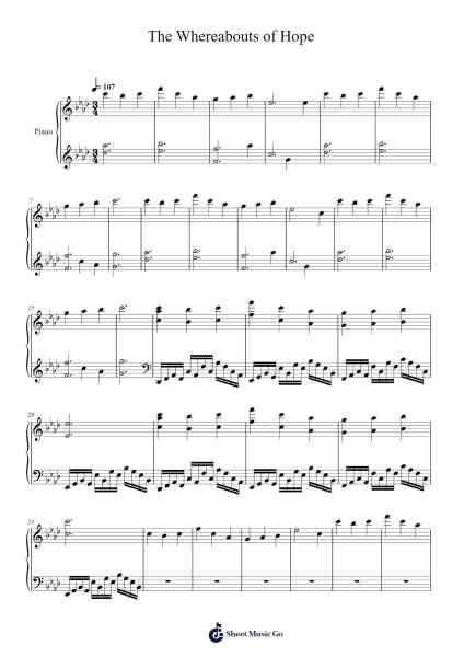 The Whereabouts of Hope (Unfinished) Sheet Music by Falcom JDK Sherman Zhu-Arr.Panwebb Jamesnan