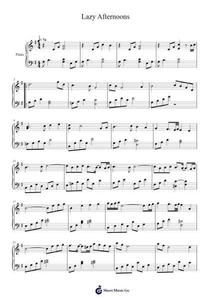 Lazy Afternoons Sheet Music by Yoko Shimomura-Arr.Alruth