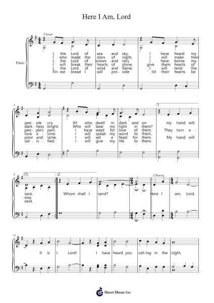 Here I Am, Lord Sheet Music by Dan Schutte-Arr.Vogtyves