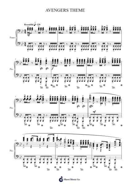 AVENGERS THEME Sheet Music by Alan Silvestri-Arr.Loliz O'Conbach