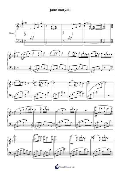 jane maryam Sheet Music by undefined-Arr.Popgram Migcky