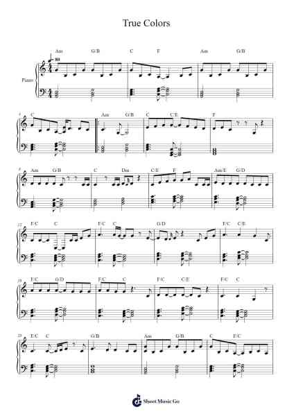 True Colors Sheet Music by undefined-Arr.Viten Sun