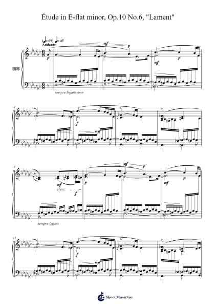 Étude in E-flat minor, Op. 10 No. 6 "Lament" Sheet Music by Frédéric Chopin-Arr.Pauldo Reedbart