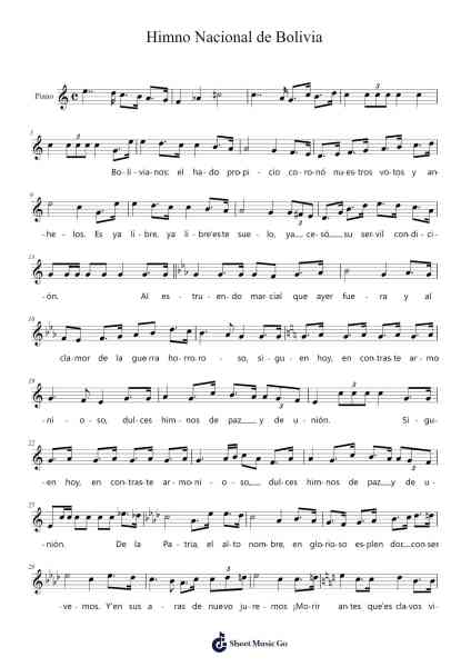 Himno Nacional de Bolivia Sheet Music by Leopoldo Benedetta Vincenti-Arr.Urclair