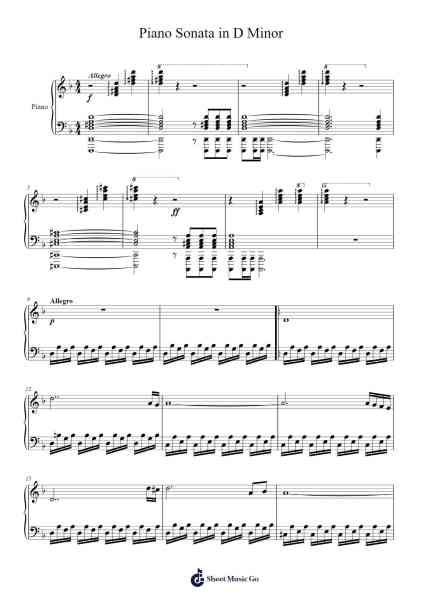 Piano Sonata in D Minor Sheet Music by Genegreve Lousnow-Arr.Bownio Elroytier