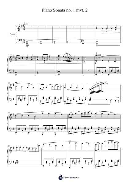 Piano Sonata no. 1 mvt. 2 Sheet Music by Bushpys Nobeard-Arr.Leifclaire Frankbrooke