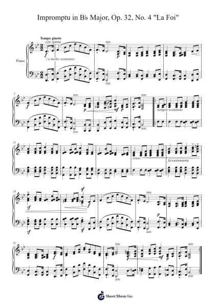 Impromptu in B♭ Major, Op. 32, No. 4 "La Foi" Sheet Music by Charles-Valentin Alkan-Arr.Denre