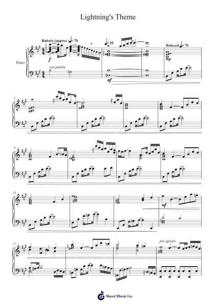 Lightning's Theme Sheet Music by Masashi Hamauzu-Arr.Oglet Kitcke