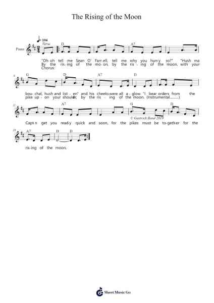 The Rising of the Moon Sheet Music by Rodliz Fankes-Arr.Franfield Pricecil