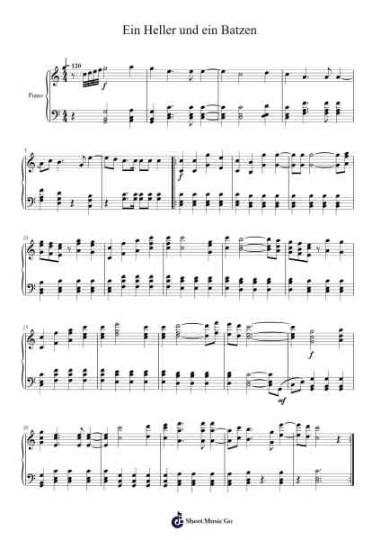 Ein Heller und ein Batzen Sheet Music by Albert von Schlippenbach-Arr.Gusstuart Lethea