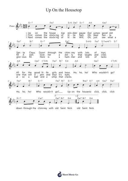 Up On the Housetop Sheet Music by Robert Schultz-Arr.Gilphia