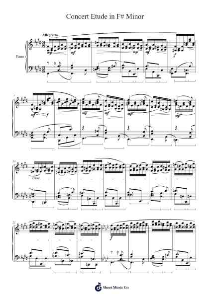 Concert Etude in F# Minor Sheet Music by undefined-Arr.Sukin