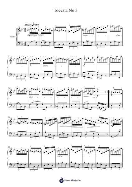 Toccata No 3 Sheet Music by Leonardo Leo-Arr.Rhysboyce
