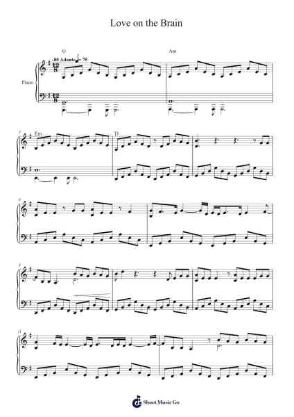 Love on the Brain Sheet Music by Rihanna-Arr.Dannah Motfitch