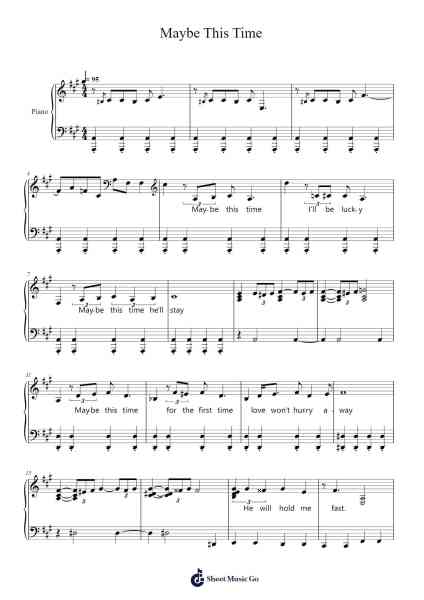 Maybe This Time Sheet Music by Wilap-Arr.Bobtab
