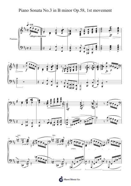 Piano Sonata No. 3 in B Minor, Op. 58: I. Allegro maestoso Sheet Music by Frédéric Chopin-Arr.Mondlius