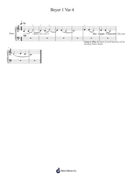 Beyer 1 Var 4 Sheet Music by F. Beyer-Arr.Calgram Louikim