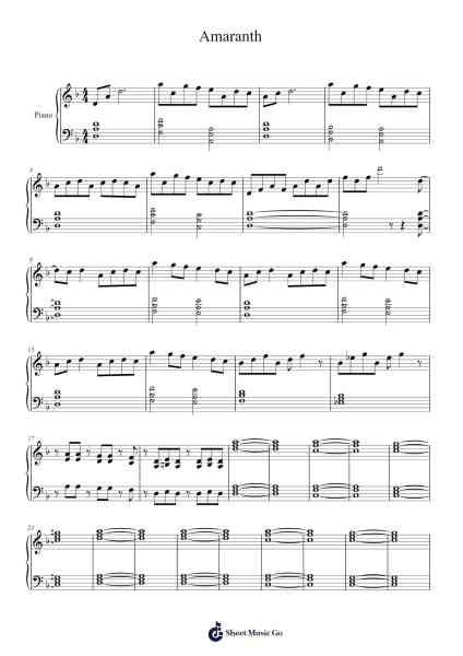 Amaranth Sheet Music by Nightwish-Arr.Bartcent Whitegreve