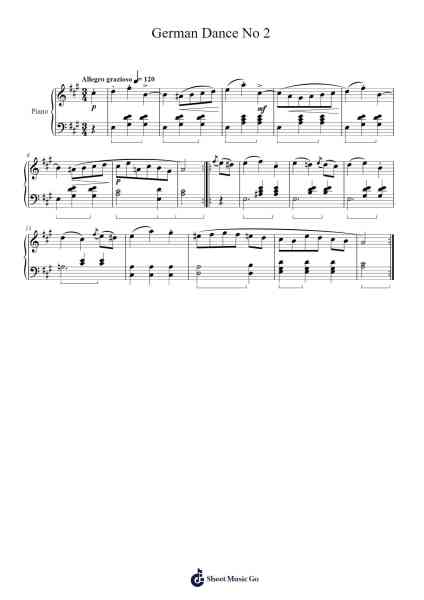 German Dance No. 2 in C Major, D. 420 Sheet Music by Franz Schubert-Arr.Brandwight Gillget