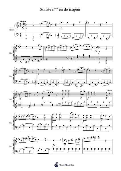 Piano Sonata No. 7 in C Major, K. 309 Sheet Music by Wolfgang Amadeus Mozart-Arr.Huttgie Bellcol