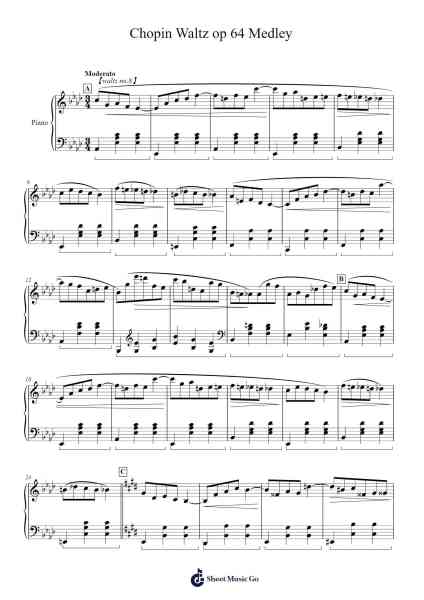 Waltz Op. 64 Sheet Music by Frédéric Chopin-Arr.Sidser