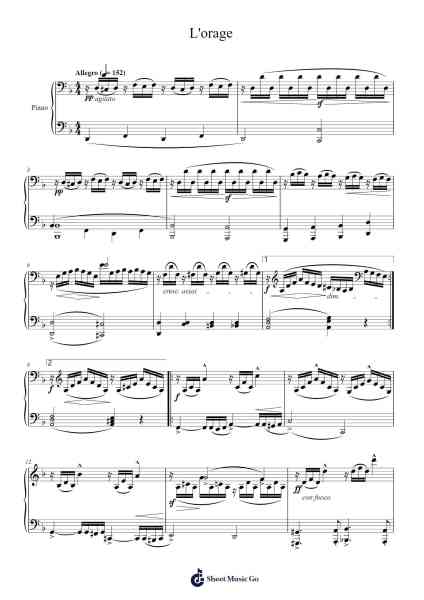 Étude Op. 109 No. 13 "L'orage" Sheet Music by F. Burgmüller-Arr.Hosy