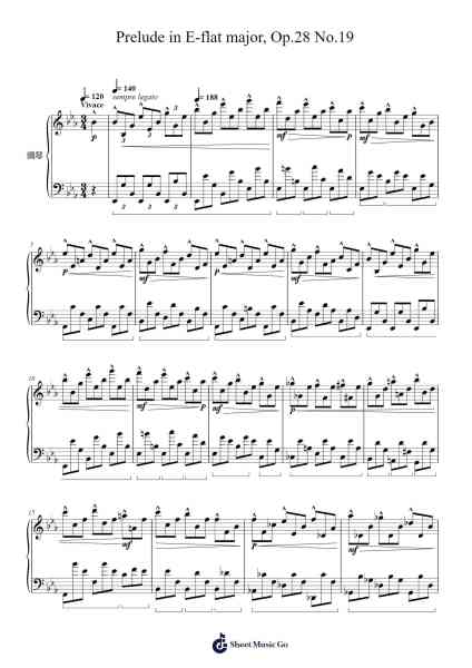 Prelude in E-flat major, Op. 28 No. 19 Sheet Music by Frédéric Chopin-Arr.Swinfred Clarkdiah