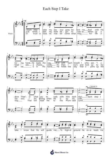 Each Step I Take Sheet Music by W. ELMO MERCER-Arr.Gwensey Brookving