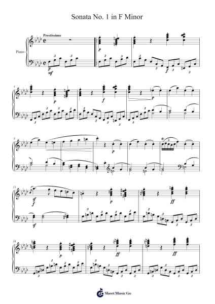 Sonata No. 1 in F Minor Sheet Music by Ludwig van Beethoven-Arr.Nelrist Hornrias
