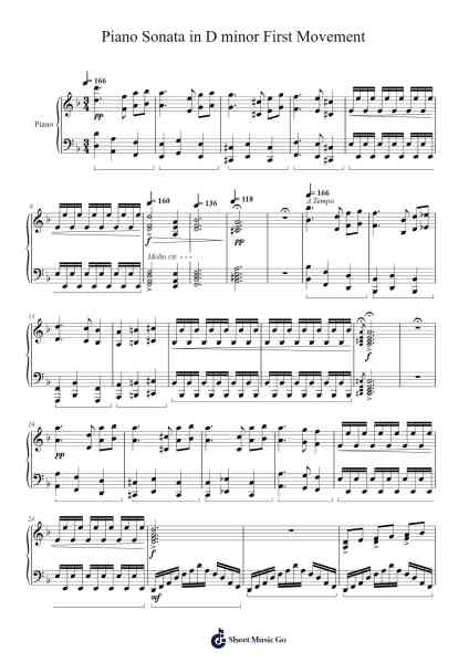 Piano Sonata in D minor First Movement Sheet Music by Joshua D. Mears-Arr.Brathus Maydave