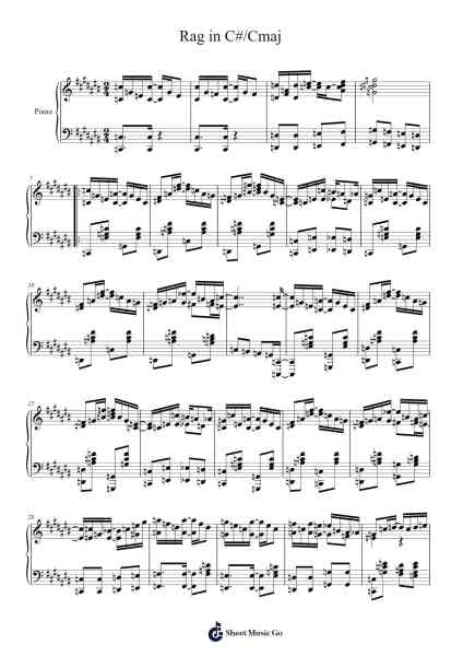 Rag in C#/Cmaj Sheet Music by Ralphnand Pullria-Arr.Cherlian Zimreed