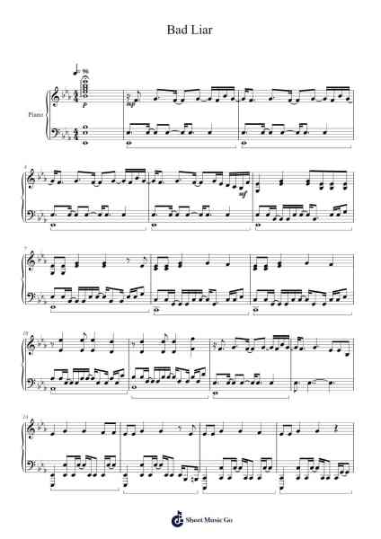 Bad Liar Sheet Music by Imagine Dragons-Arr.Eipsridge Zangphne
