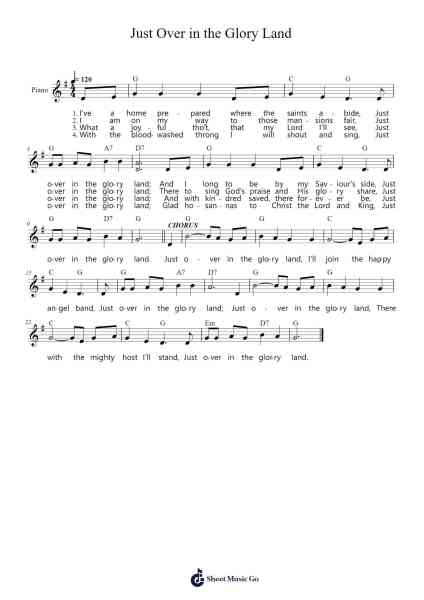 Just Over in the Glory Land Sheet Music by Perrusk-Arr.Nagrid