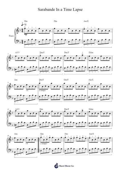 Sarabande In a Time Lapse Sheet Music by Ludovico Einaudi-Arr.Canjill Myrruth