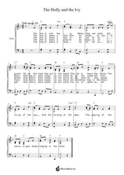 The Holly and the Ivy Sheet Music by Traditional English carol-Arr.Bophen