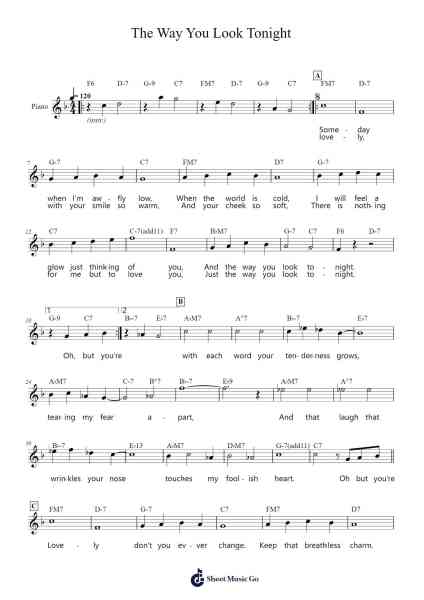 The Way You Look Tonight Sheet Music by Jerome Kern-Arr.Auwolf