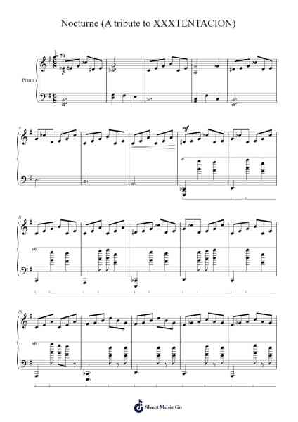 Nocturne (A tribute to XXXTENTACION) Sheet Music by Yoko Shimomura-Arr.Joanreade Annlus