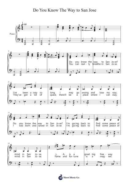 Do You Know The Way To San Jose Sheet Music by Burt Bacharach-Arr.Louhal