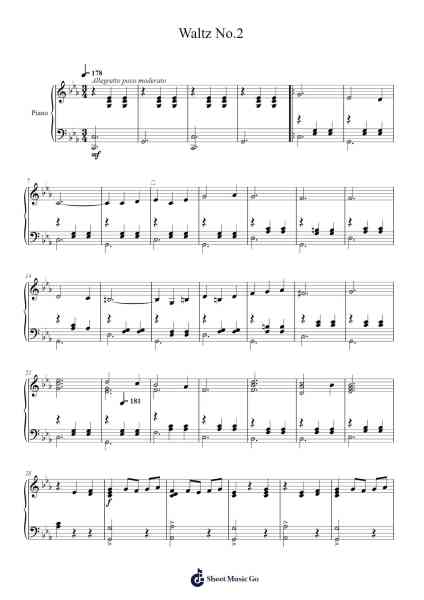 Waltz No. 2 Sheet Music by Dmitri Shostakovich-Arr.Holtlix