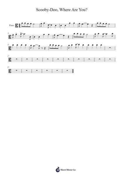 Scooby-Doo, Where Are You? Sheet Music by undefined-Arr.Prupert Cookegram