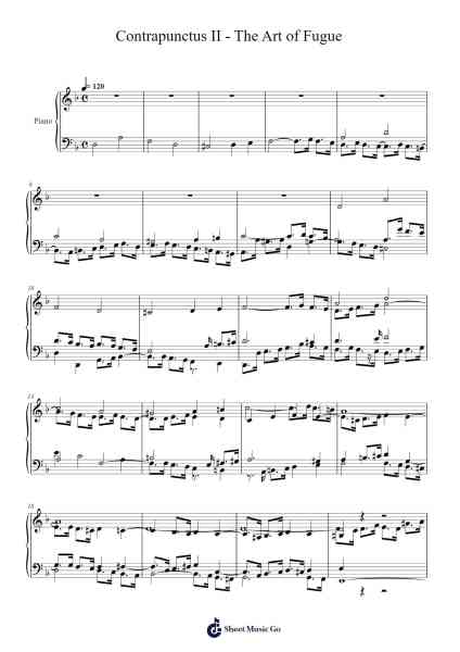 The Art of Fugue, BWV 1080: Contrapunctus II Sheet Music by Johann Sebastian Bach-Arr.Sharpkin
