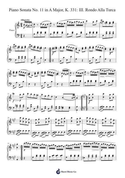 Piano Sonata No. 11 in A Major, K. 331: III. Rondo alla Turca Sheet Music by Wolfgang Amadeus Mozart-Arr.Gailgale