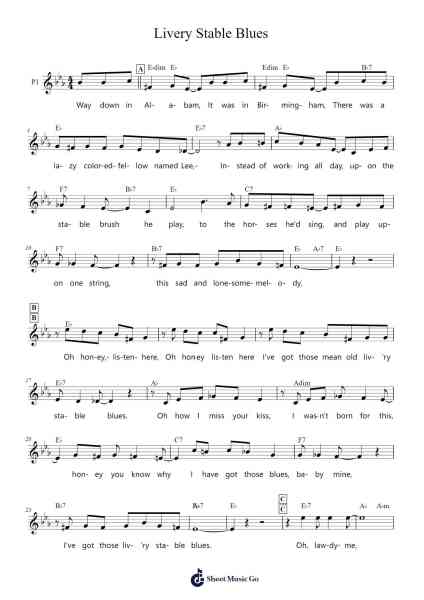 Livery Stable Blues Sheet Music by undefined-Arr.Betle