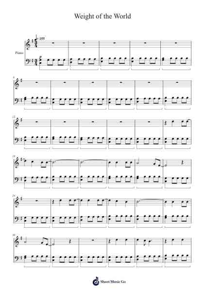 Weight of the World 樂譜由 Citizen Soldier - 編曲 Hillian