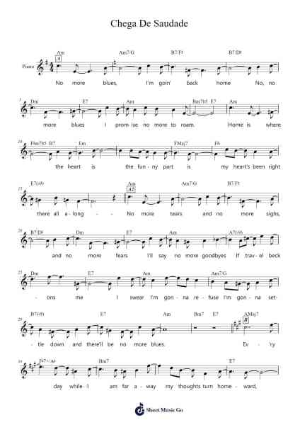 Chega De Saudade Sheet Music by Antonio Carlos Jobim-Arr.Stator