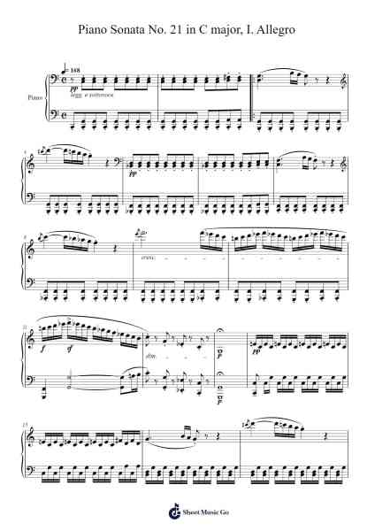 Piano Sonata No. 21 in C Major, Op. 53 "Waldstein": I. Allegro Sheet Music by Ludwig van Beethoven-Arr.Brownegill Orbel